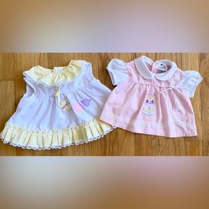 Vintage 80s Baby Girl's Dresses *3-6 Months* Set of 2 Cotton Kittens Butterflies